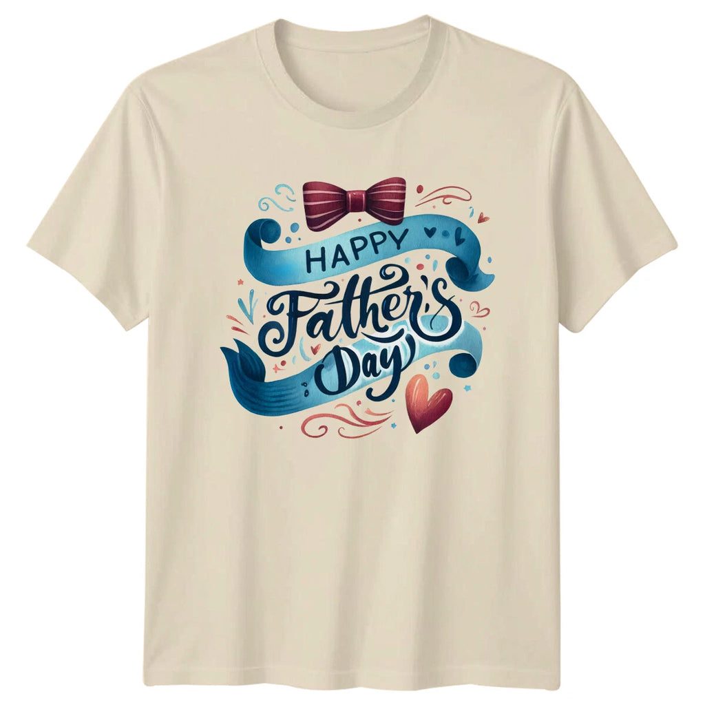 Happy Father's Day T-Shirt Bow Tie Dad Tee Funny Gift
