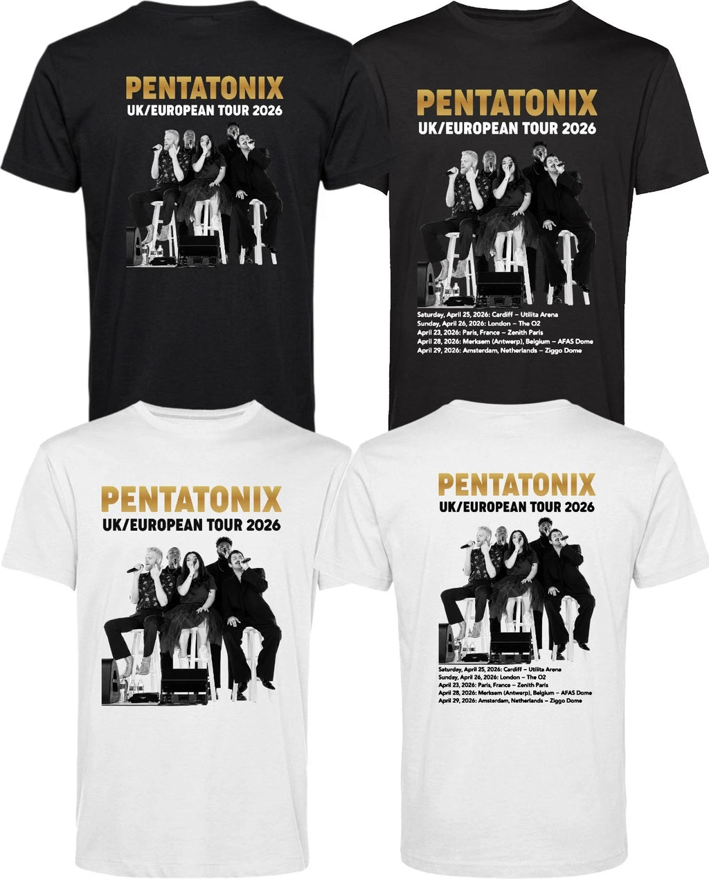 Pentatonix UK European 2026 Tour Dates T-Shirt - Retro Music Fan Gift Unisex Tee