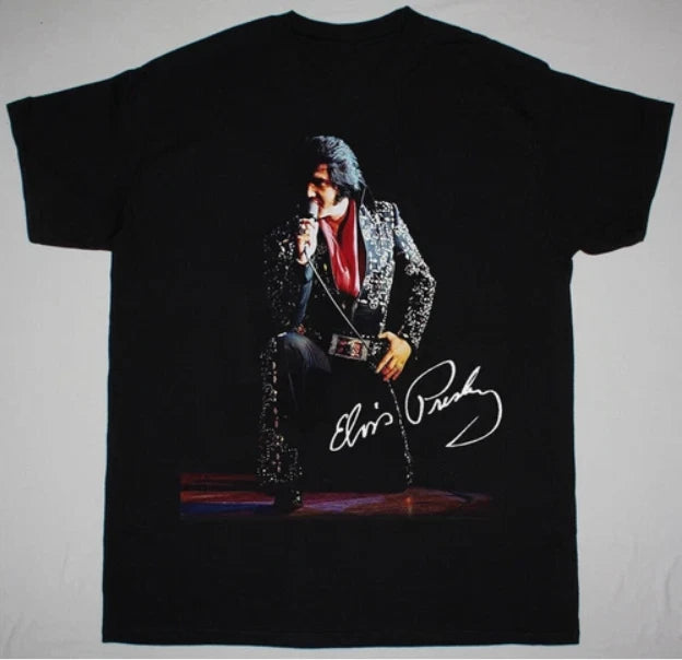 Retro Elvis Presley Signature in 1972 Black All Size Gift Shirt