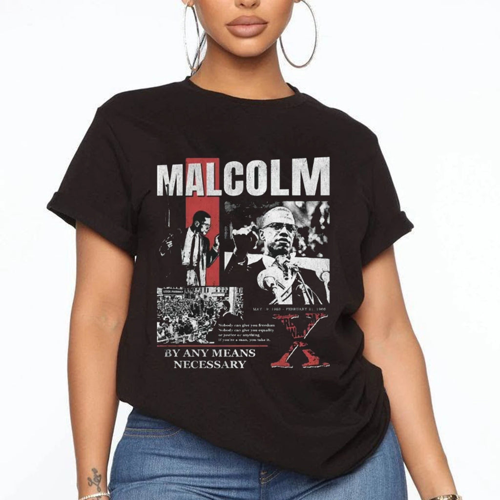 Vintage Malcolm X Shirt, By Any Means Necessary Malcolm X Quote T-shirt