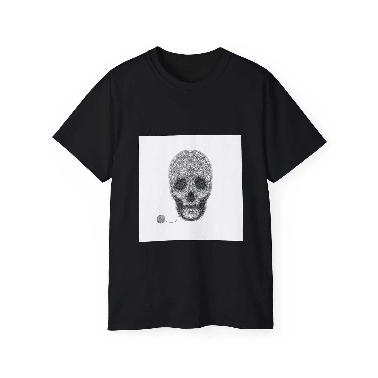 Skull Crane Thread Universe Space Night | Custom Graphic T-Shirt