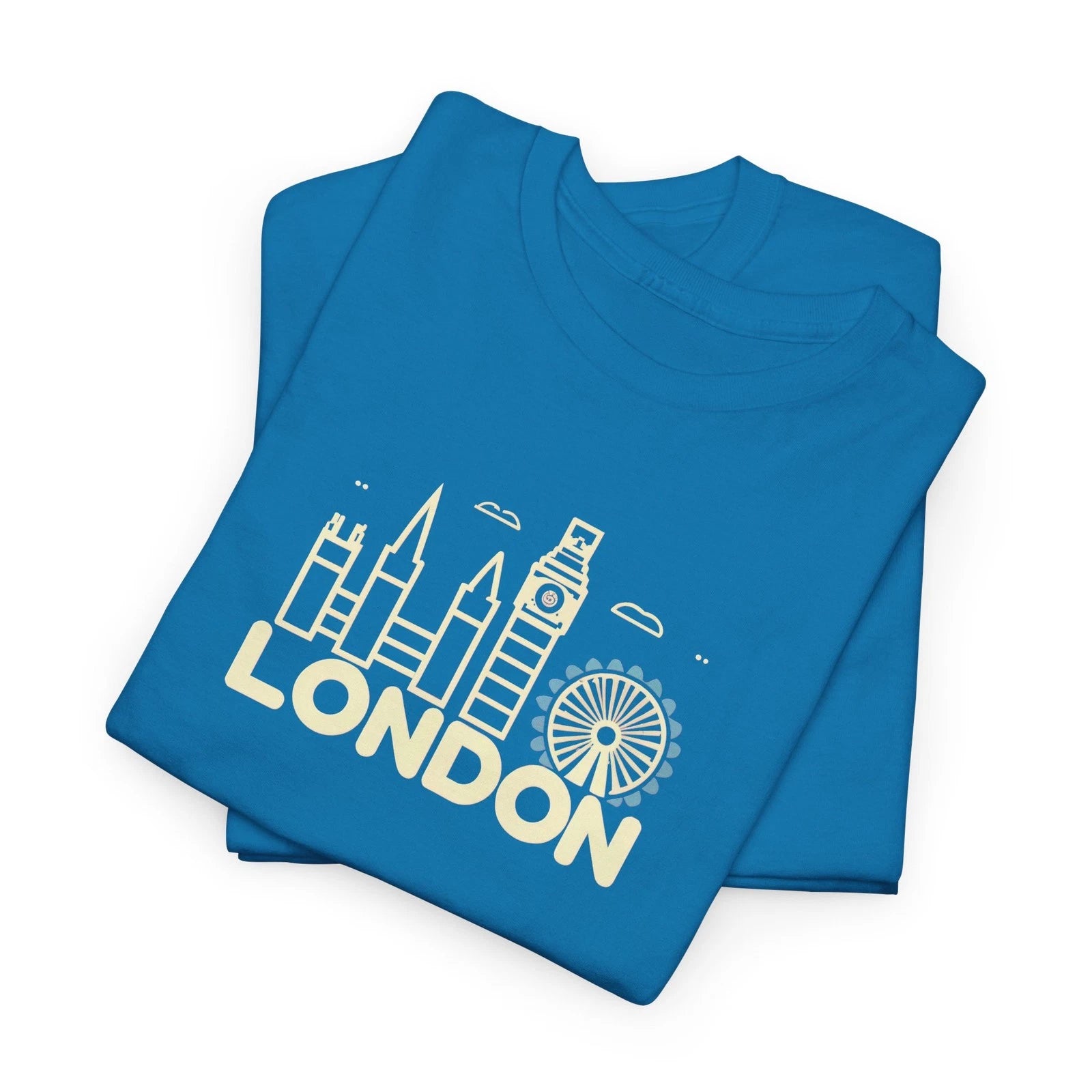 LONDON Line Art Heavy Cotton Tee t-shirt, Big Ben, Eye Catching Colors!
