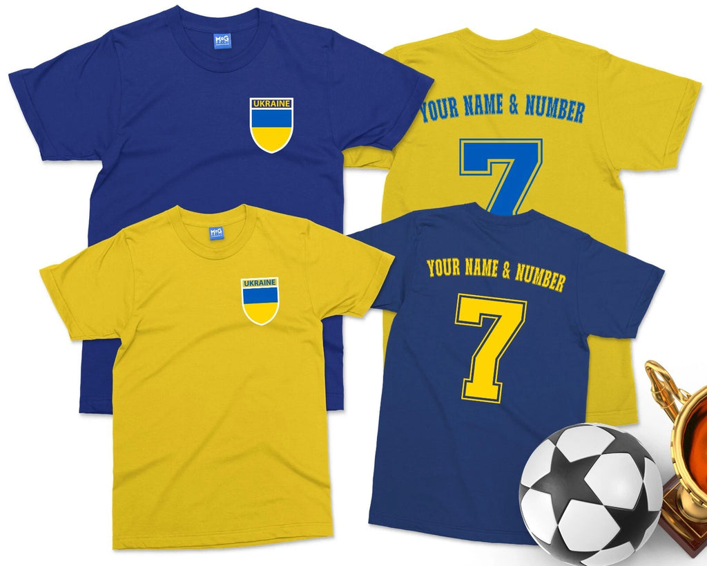 UKRAINE Personalised Football T shirt Custom Name and Number Kids Children's Tee