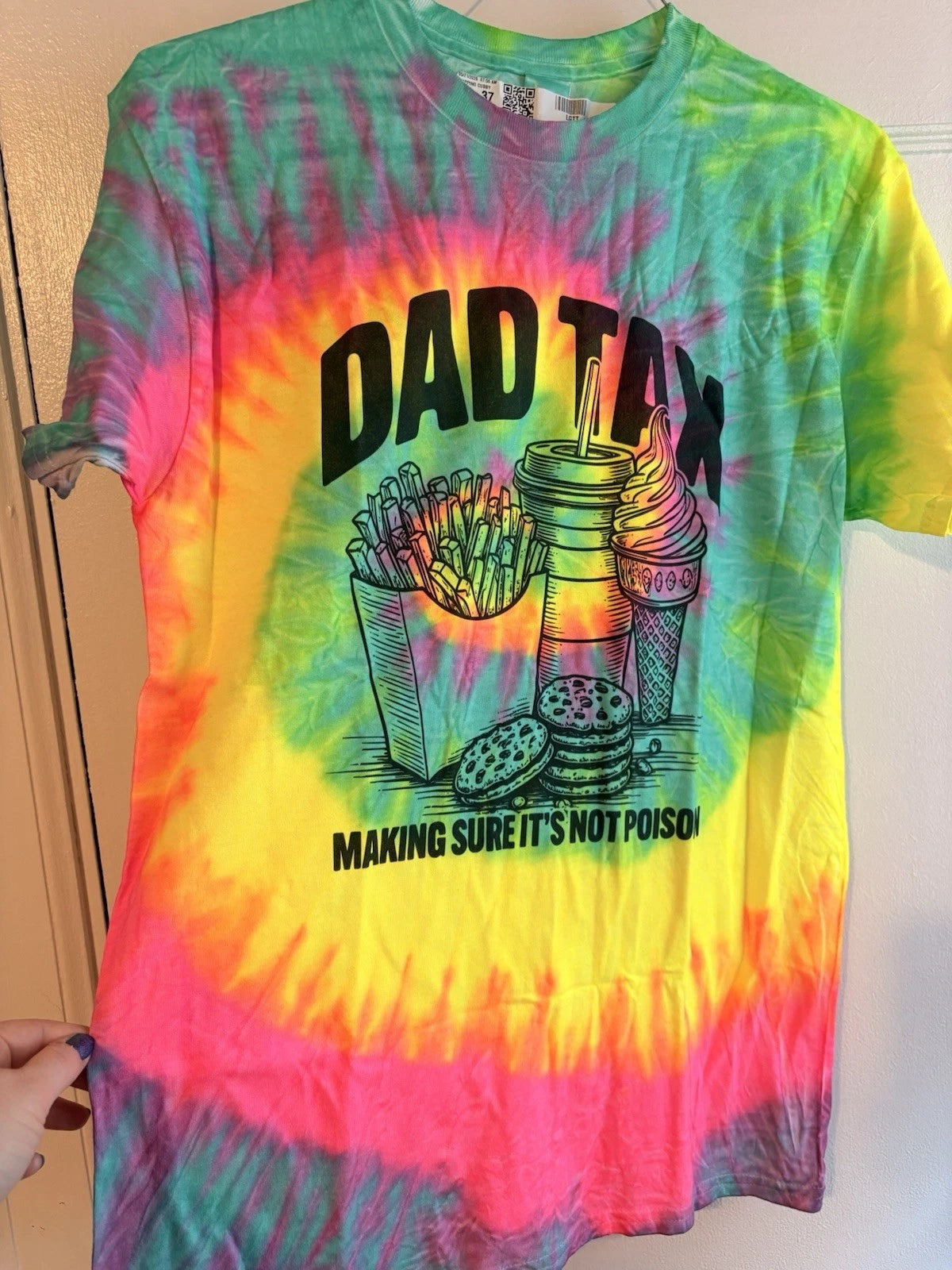 Graphic Tee DAD TAX Making Sure It's Not Poison Tie-Dye T-Shirt M Father's Day