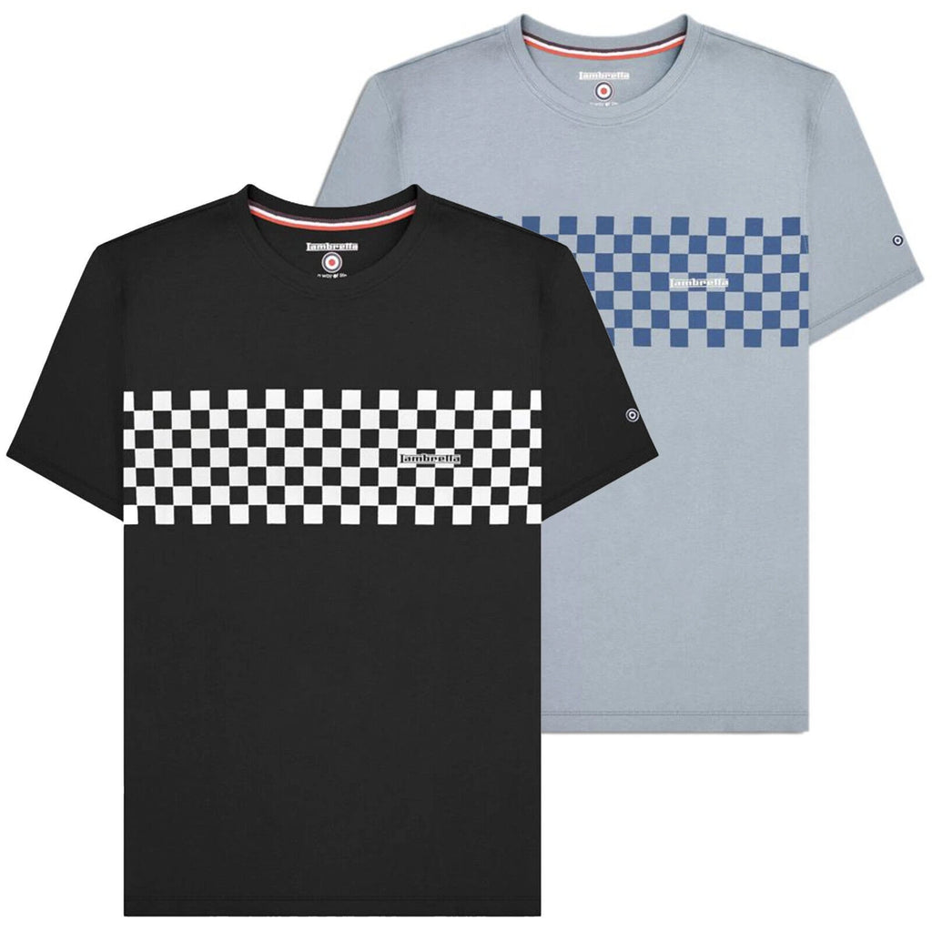Mens Lambretta Classic Retro Two Tone Panel Mod Ska T-Shirt Sizes M to 4XL