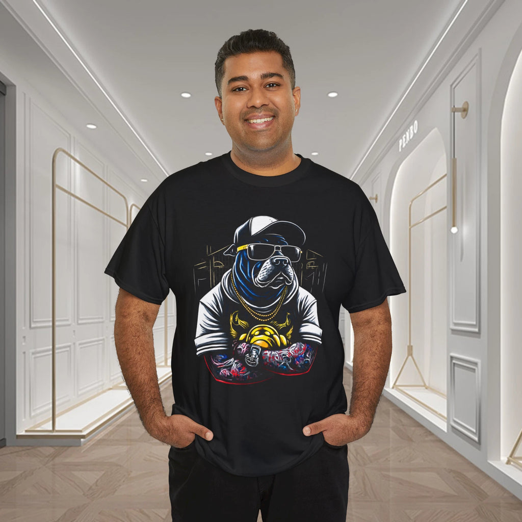 Fierce Guardian Demon Mask Gold Horns Graphic T-Shirt Size XLarge Black Color