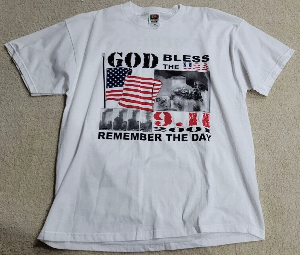 Vintage Y2K 911 2001 Remember the Day America United XL USA Patriot T Shirt