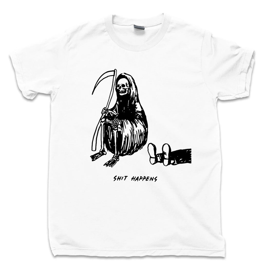 Grim Reaper T Shirt Skeleton Statue Figure Mask Costume Necklace Ring Tattoo Tee