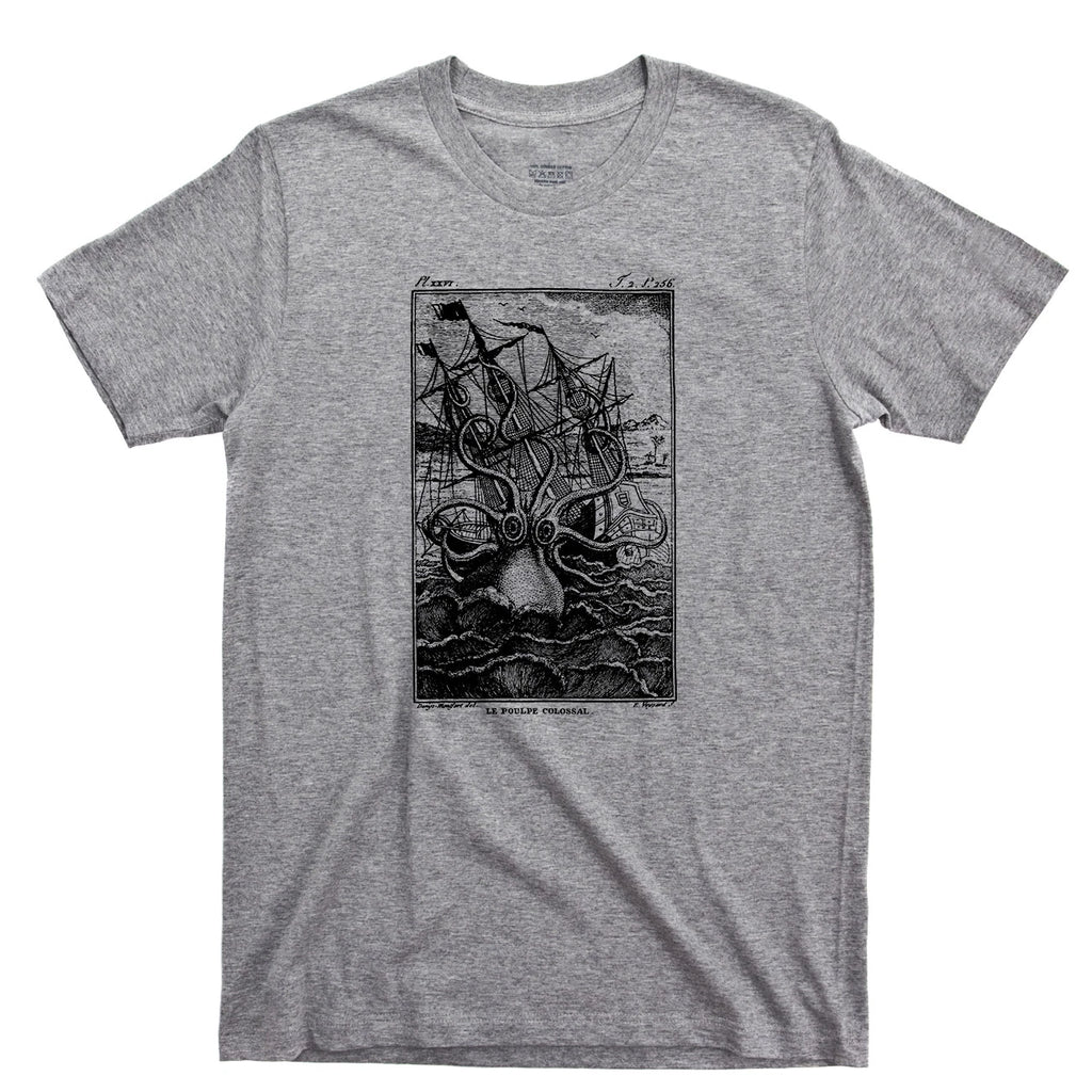 Kraken Giant Octopus T Shirt Pirate Phantom Ghost Ship Davy Jones Shipwrecks Tee