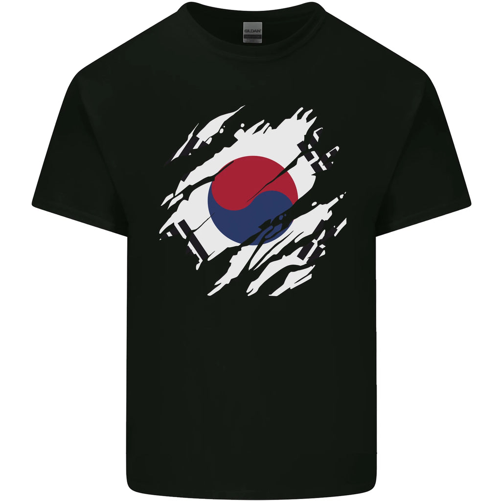 Torn South Korea Flag Korean Day Football Mens Light Cotton T-Shirt