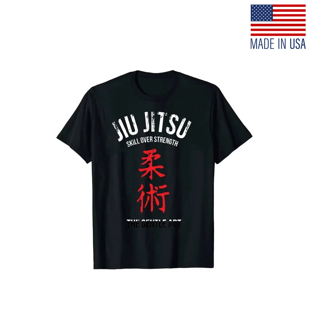 Men'S Jiu Jitsu Graphic T-Shirt, 100% Cotton, Casual Crew Neck, Slight Stretch,