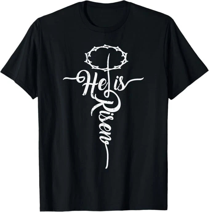 He Is Risen Cross Jesus Religious Easter Day Christians T-Shirt
