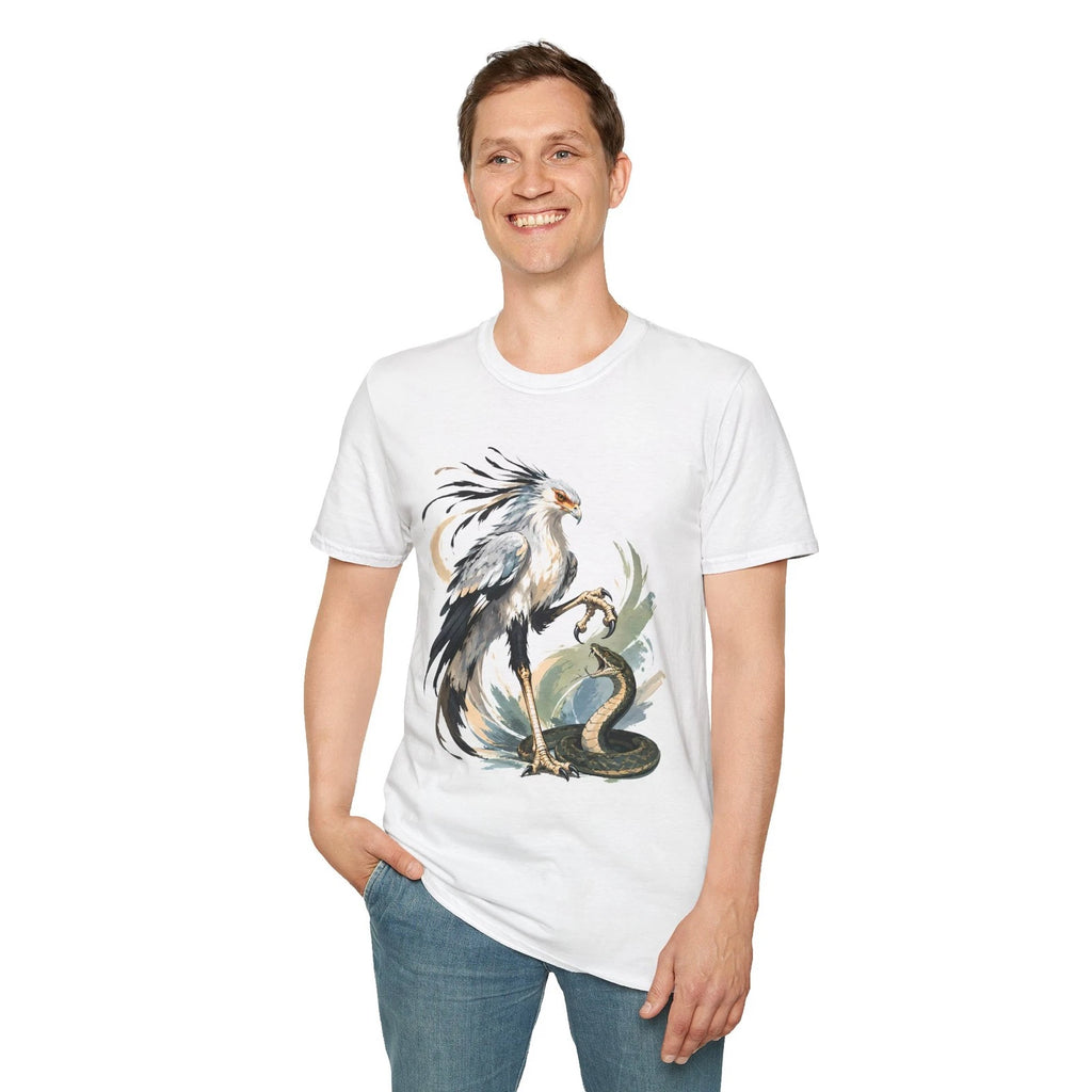 Secretary Bird Reptile Nature Fierce Wildlife Animal Unisex Softstyle T-Shirt
