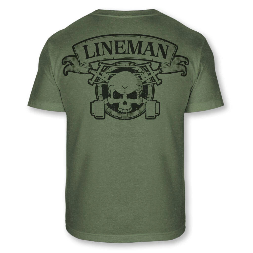 Lineman Skull Crossbones T-Shirt - Lineworker Line Man Soft Blend T Shirt - A101