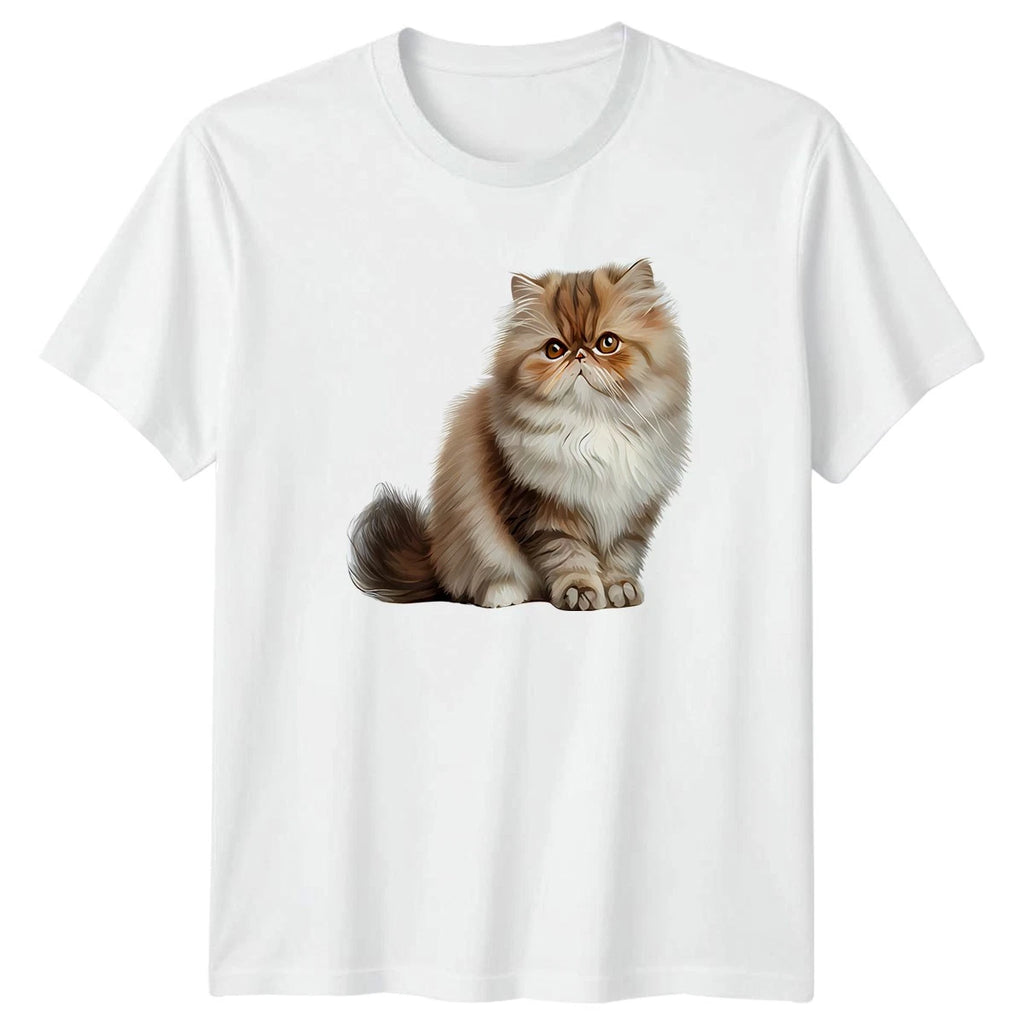 Hand Draw Watercolor Persian Cat T-Shirt Feline Lover Animal Pet Birthday