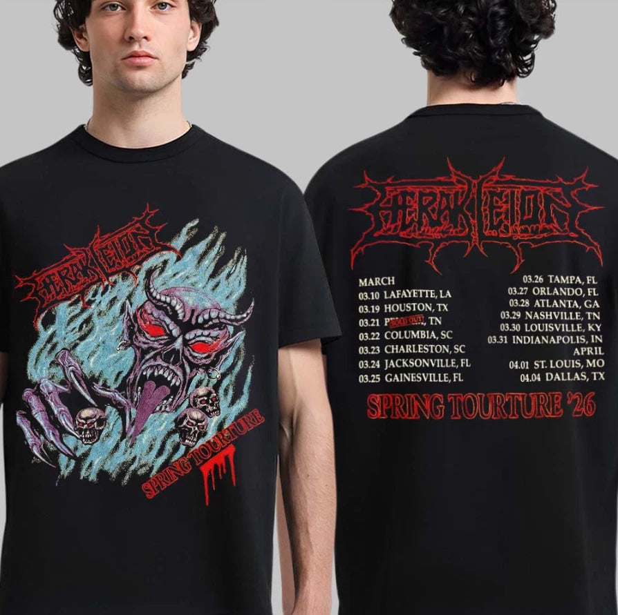 Herakleion Spring Tourture 2026 North America Tour Flame Demon Dates Back T-Shir