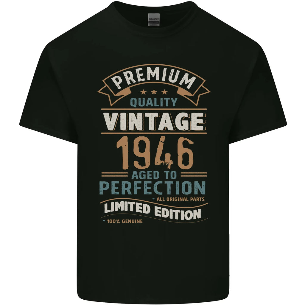 Premium Vintage 80th Birthday 1946 Mens Cotton T-Shirt Tee Top