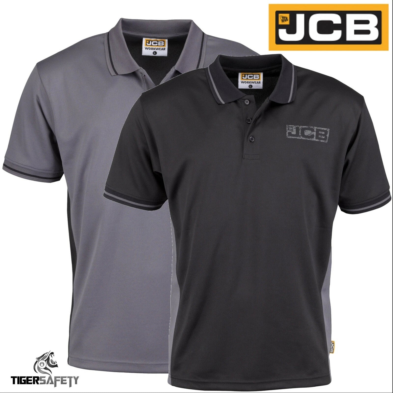 JCB Trade Performance Heavyweight Mens Short Sleeve Polo Shirt Work Top T-Shirt