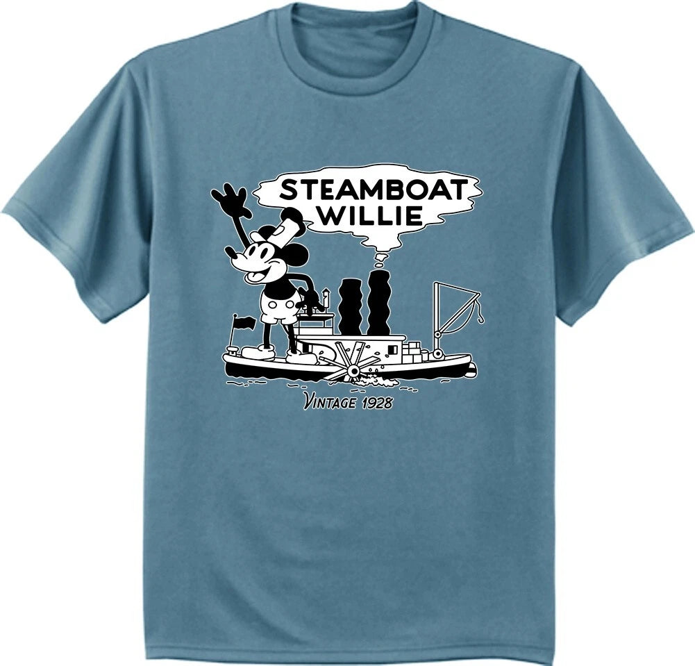 Steamboat Willie T-shirt Classic Cartoon Mouse Mens Graphic Tees Nautical Gifts