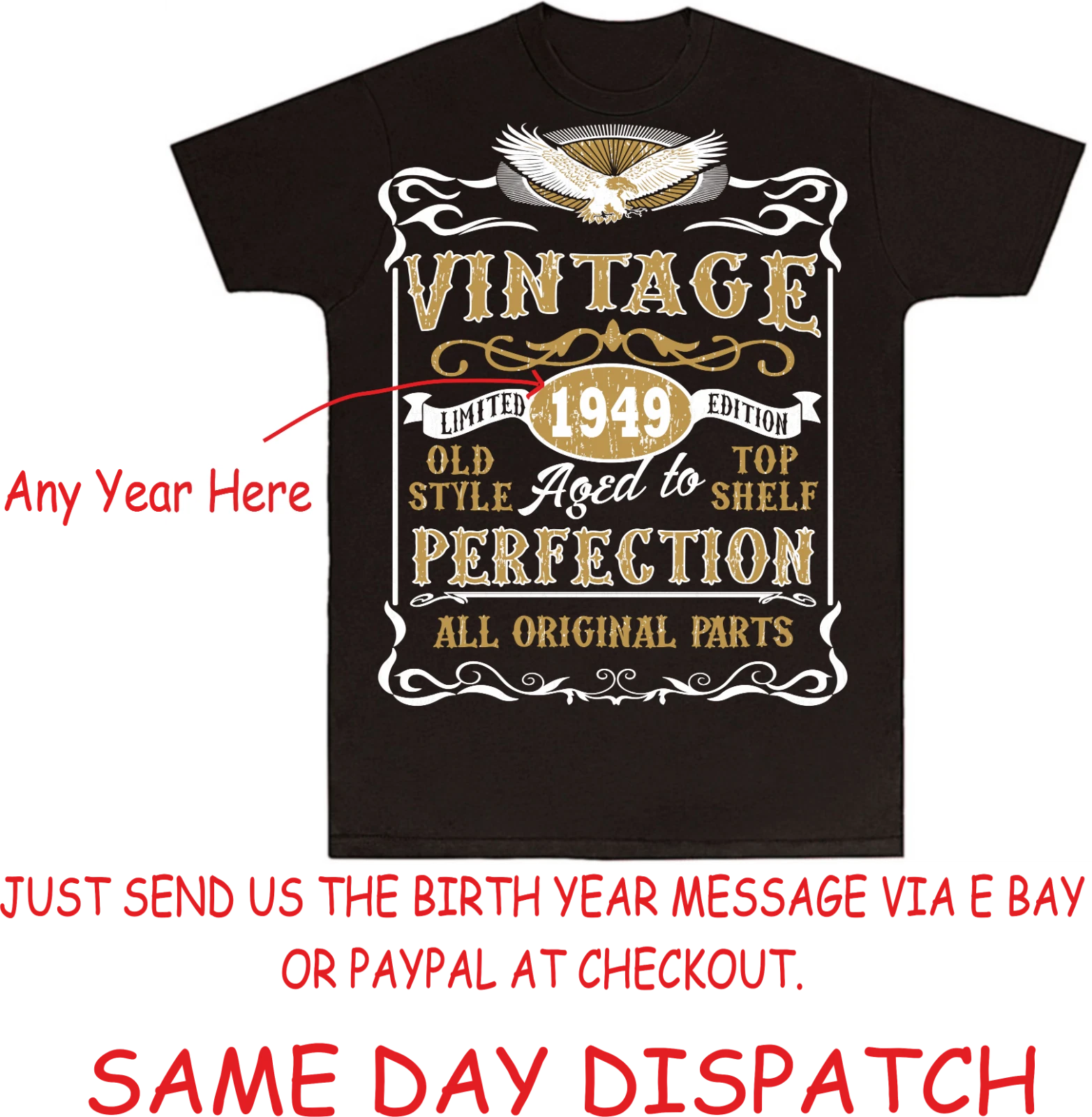 Made in (Any Year) Classic Vintage T-Shirt Birthday Born Year T Age Gift Tee TOP
