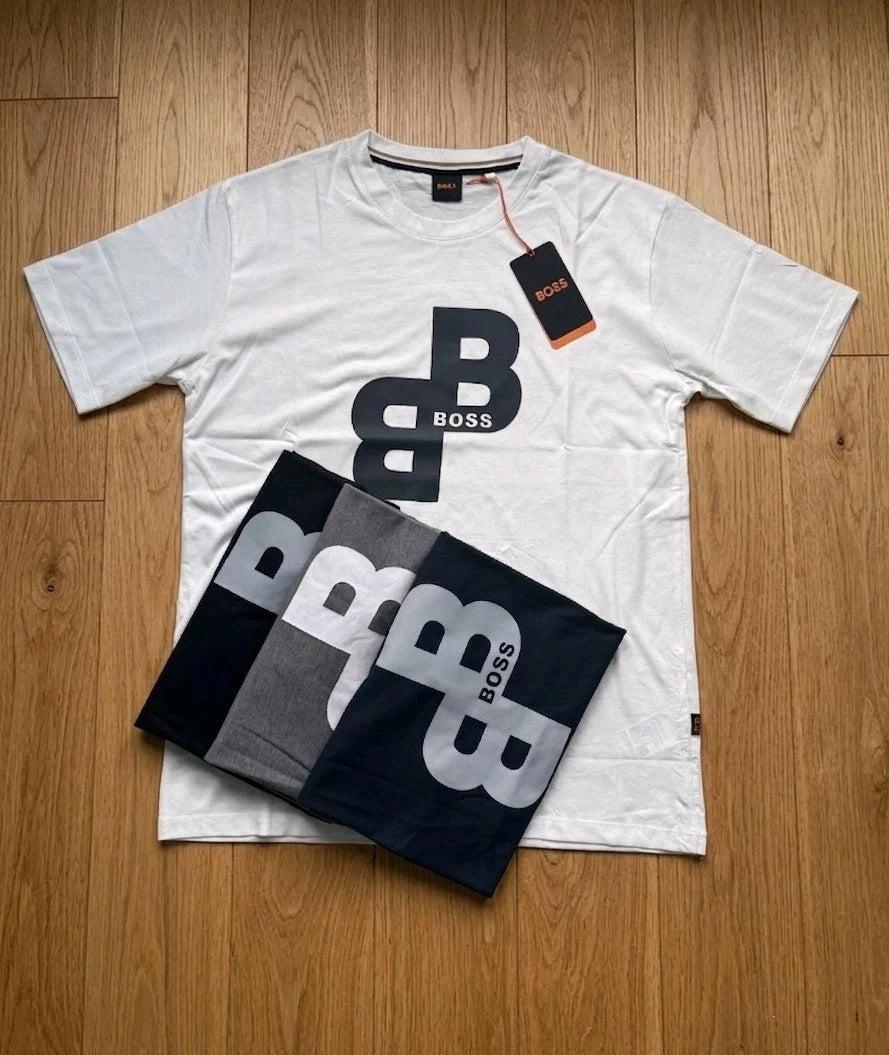 Men’s BOSS Logo T-Shirt Premium Cotton Short Sleeve Casual Tee