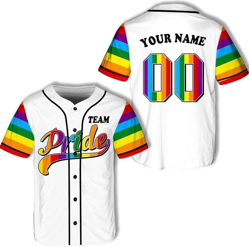 Custome LGBT Pride Baseball Jersey, LGBT Flag Rainbow Baseball Jersey