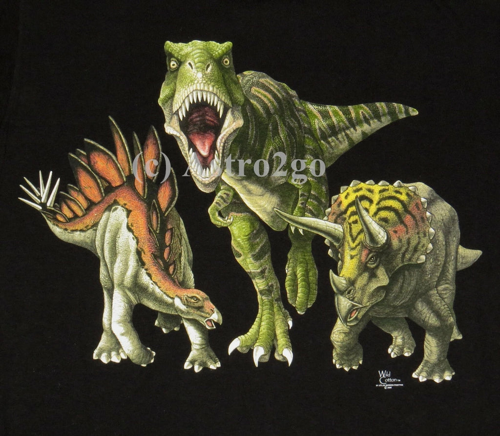 DINO HEADS & TAILS-Dinosaur T Rex Stegosaurus Triceratops Jurassic T shirt M-2XL