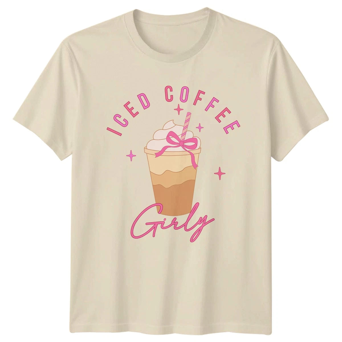Iced Coffee Girly Womens T-Shirt Iced Coffee Lover Coffee Birthday Gift For Her