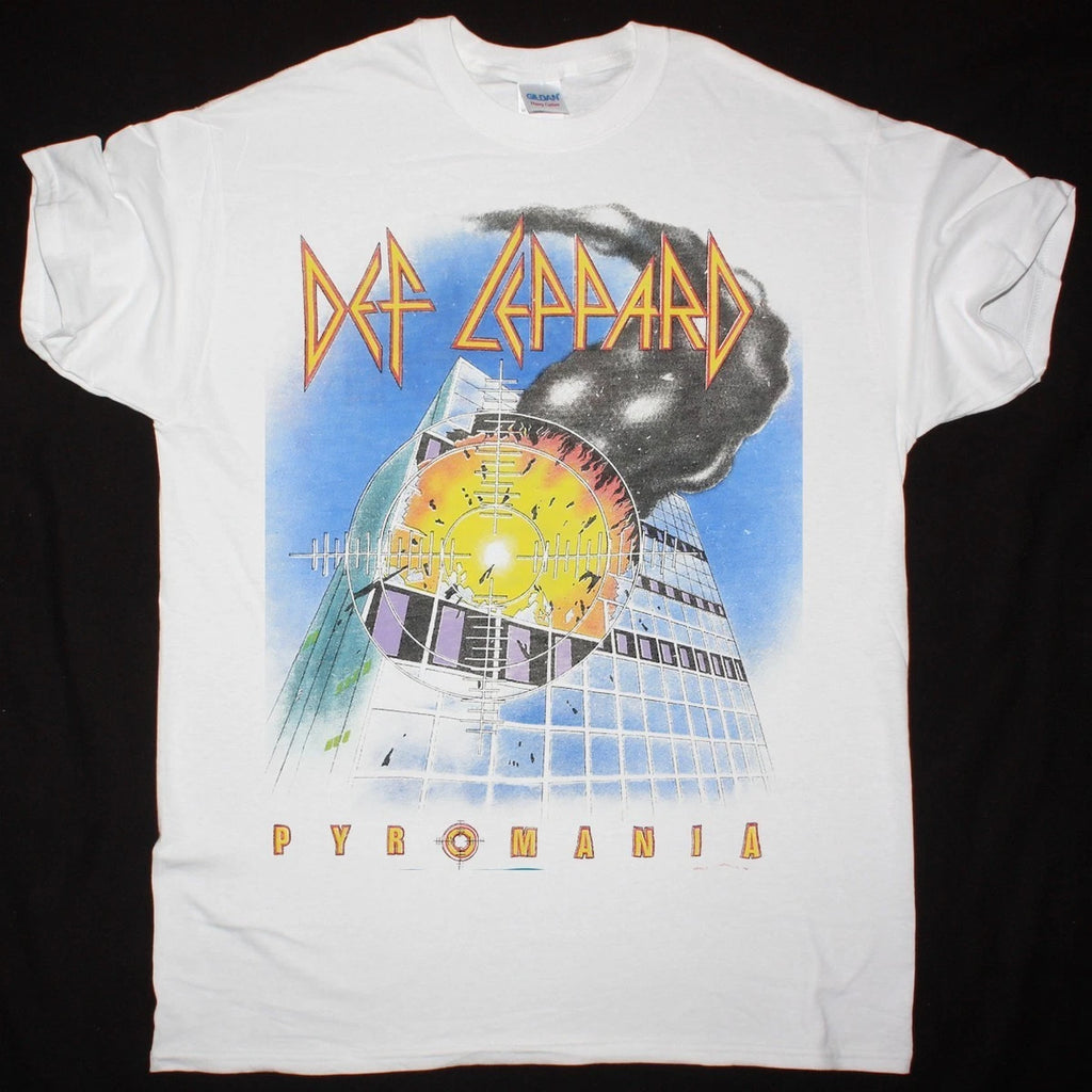 DEF LEPPARD PYROMANIA TOUR 1983 WHITE T-SHIRT  TARIFFS INCLUDED