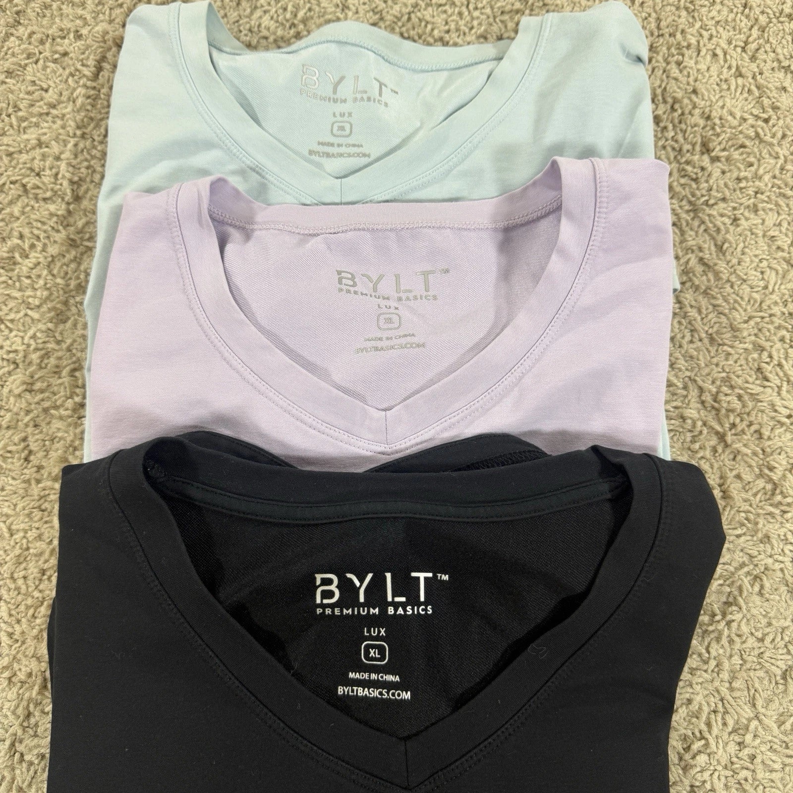 3 Pack BYLT Premium Basics Men's LUX V-Neck T-Shirt XL Athletic Soft