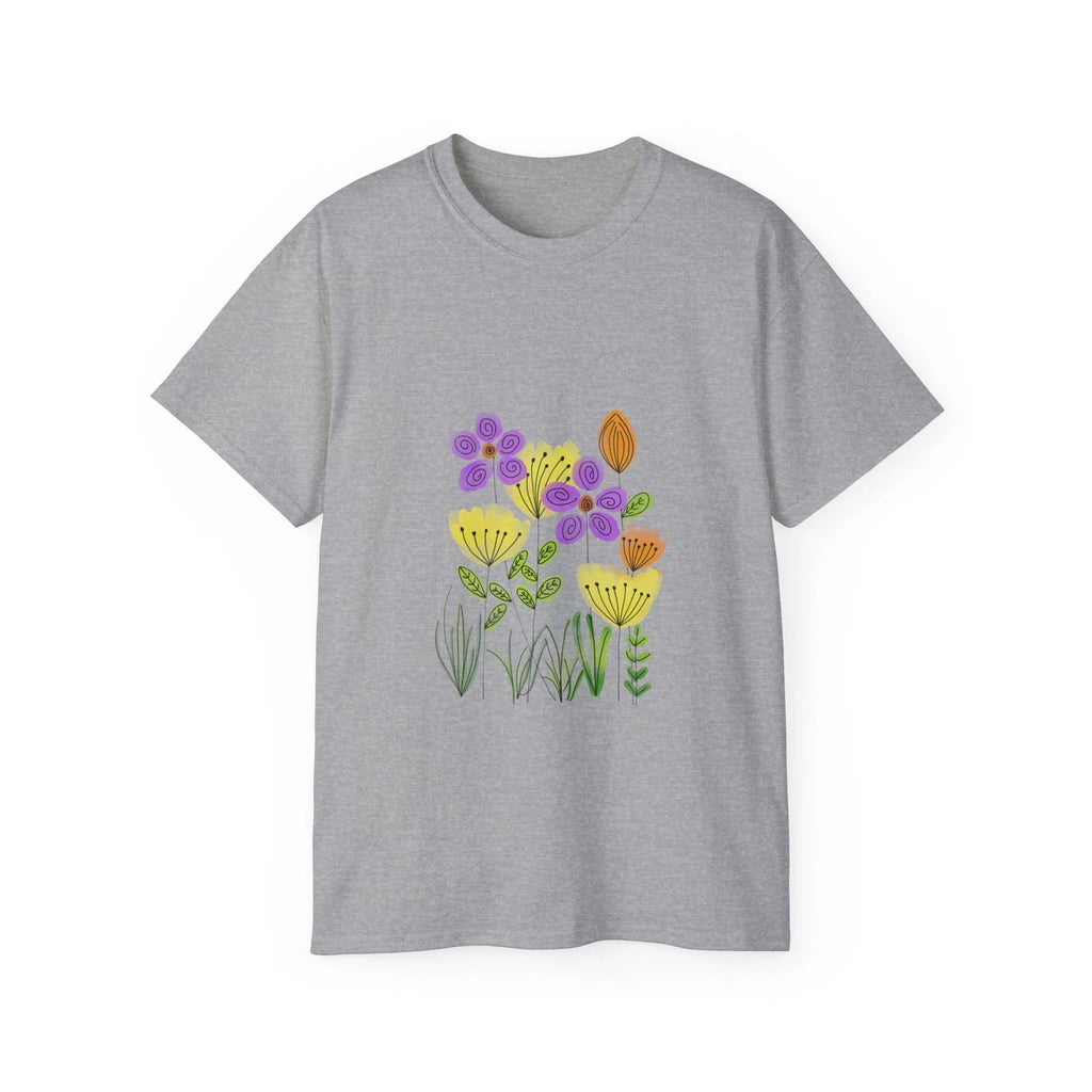 Flowers Tulips Bloom Blossom Botany Sketch | Custom Graphic T-Shirt