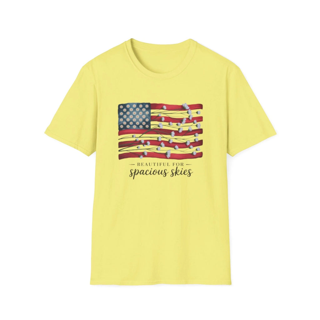 -American Floral Flag  T-Shirt | patriotic, Beautiful Skies