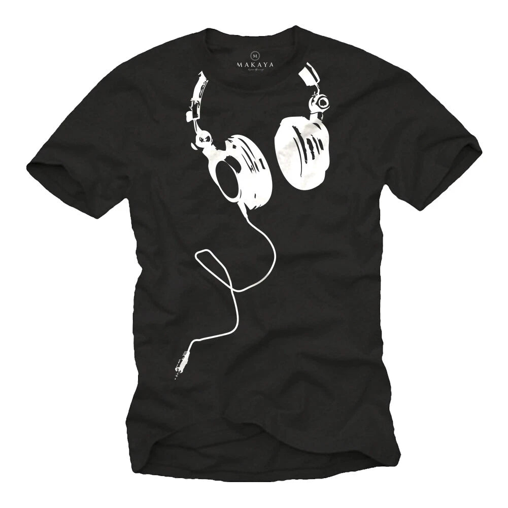 Electro House Music Mens T-Shirt with Headphones - Mens Techno Party DJ Shirt