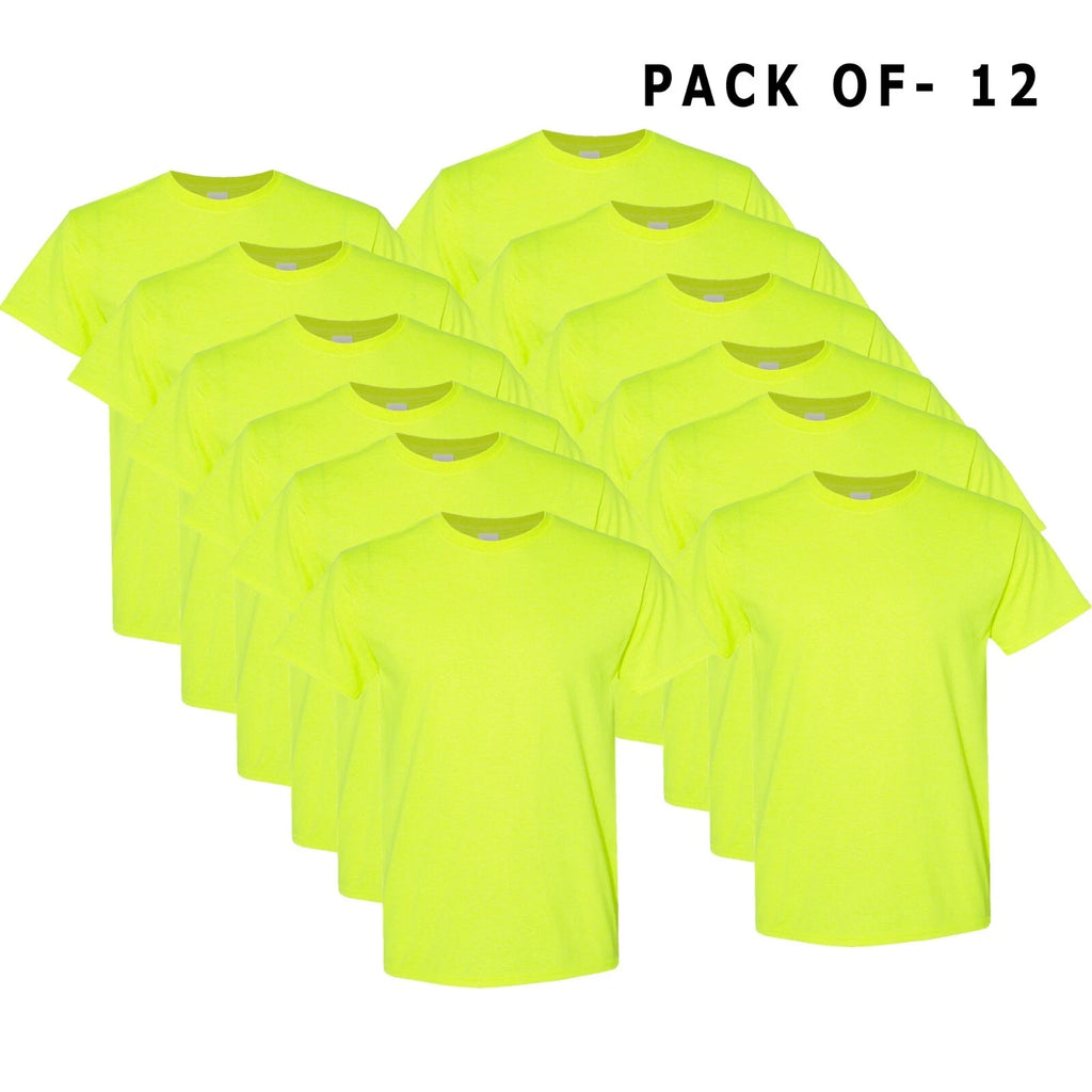 Hi Vis T-Shirt Work Safety Green GILDAN Short-Sleeve 12 Pack Safety Shirts