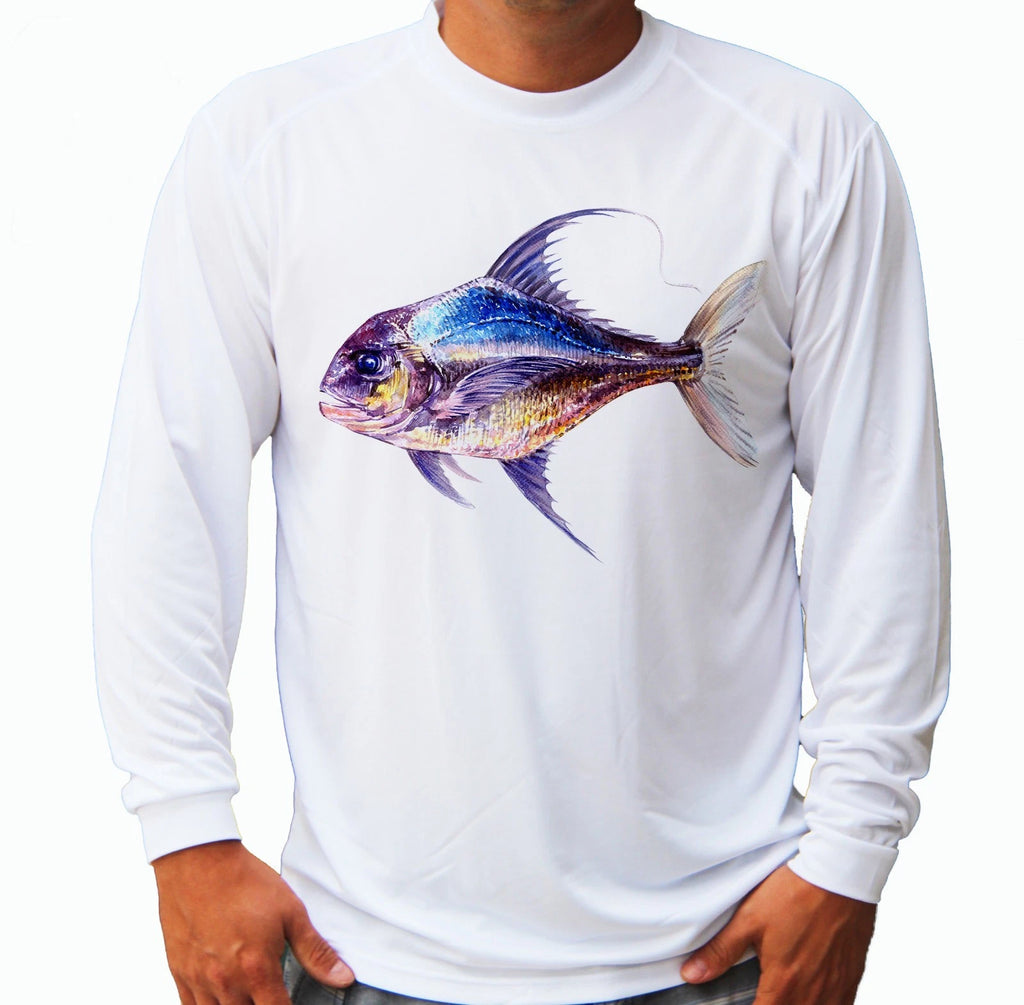 Fish Fishermen Long Sleeve UPF 30 T-Shirt Fishing Boat Beach Sport UV Protection