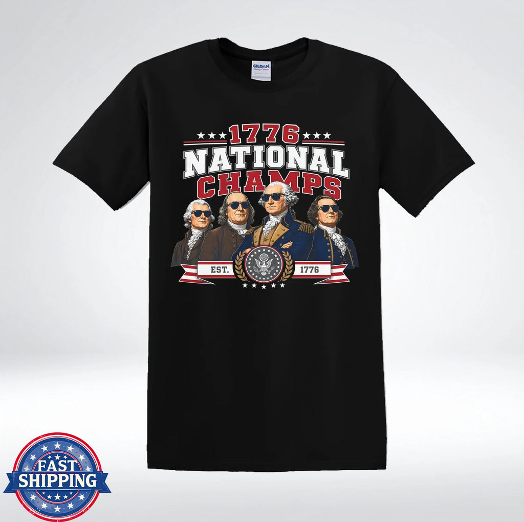1776 National Champs Funny Patriotic Founding Fathers Retro T-Shirt