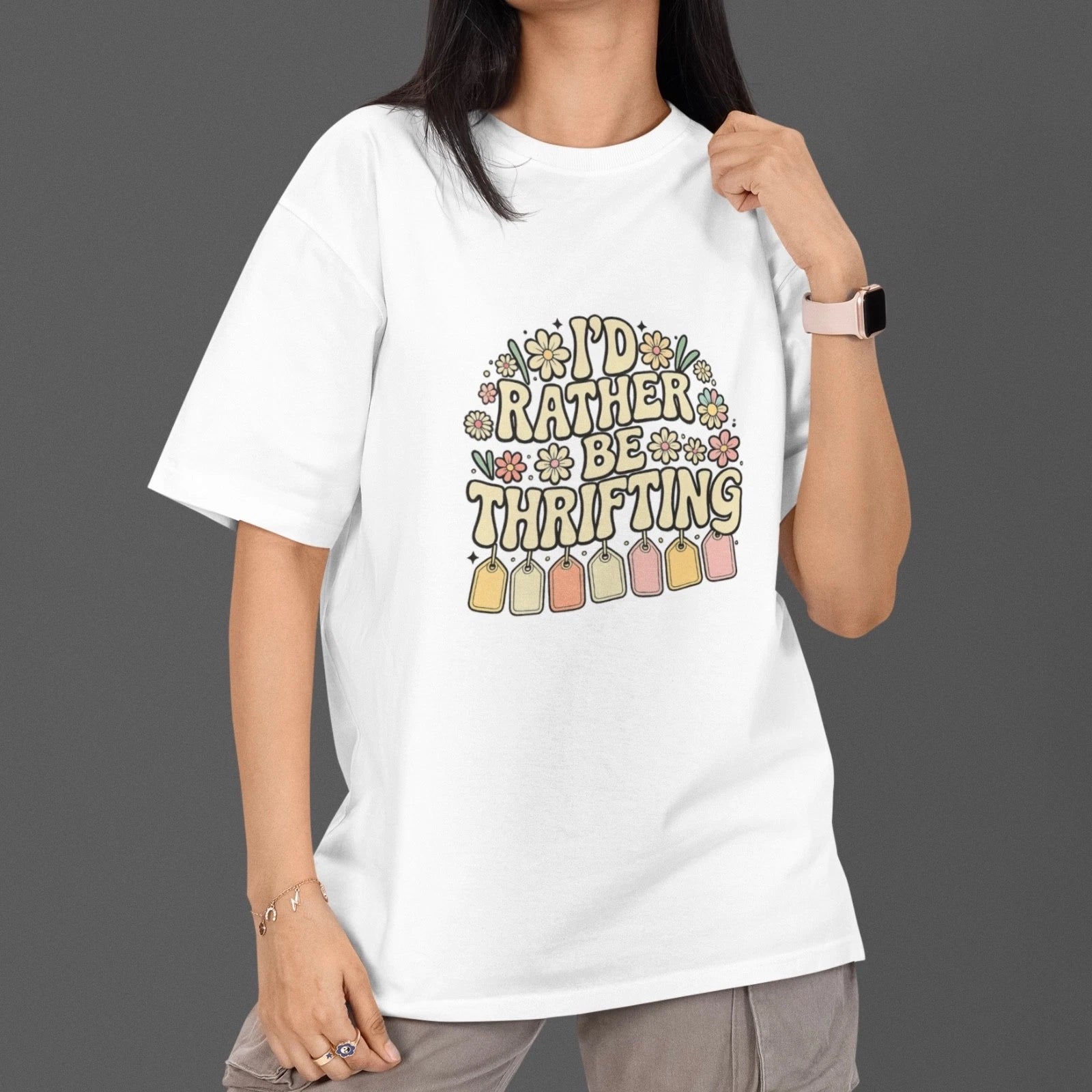 I'd Rather Be Thrifting Shirt Vintage Lover Graphic Tee Gift Unisex