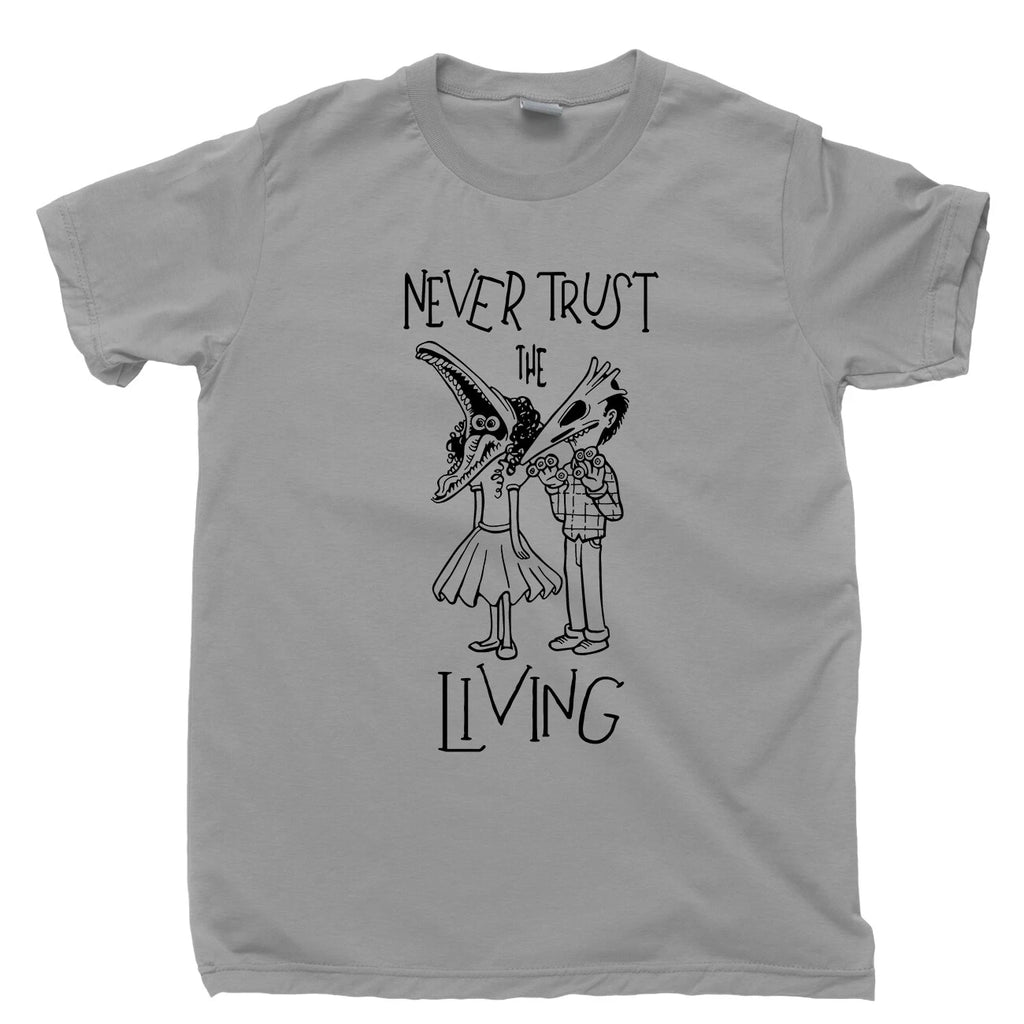 Never Trust The Living T Shirt Beetlejuice Lydia Deetz Tim Burton Movie DVD Tee