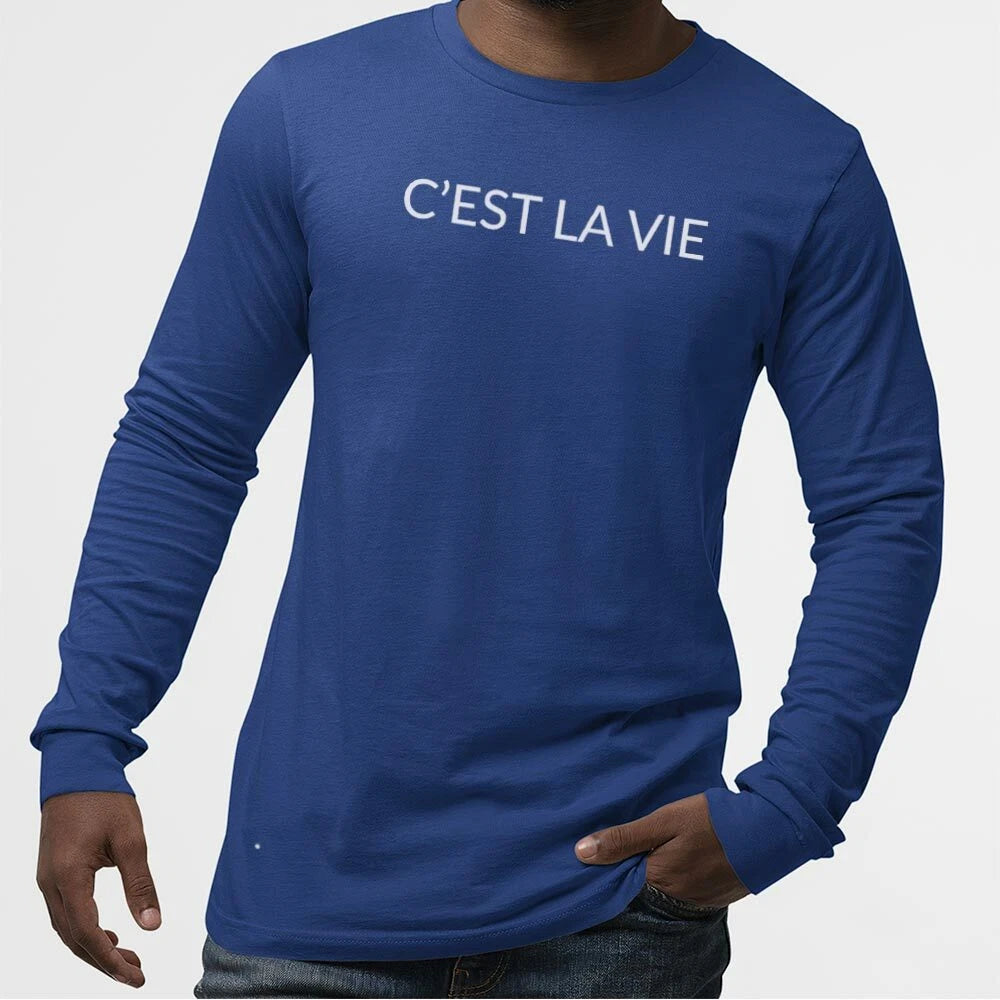 C'EST LA VIE UnisexTshirtLongSleeve-Simple Minimal Printed One Liner