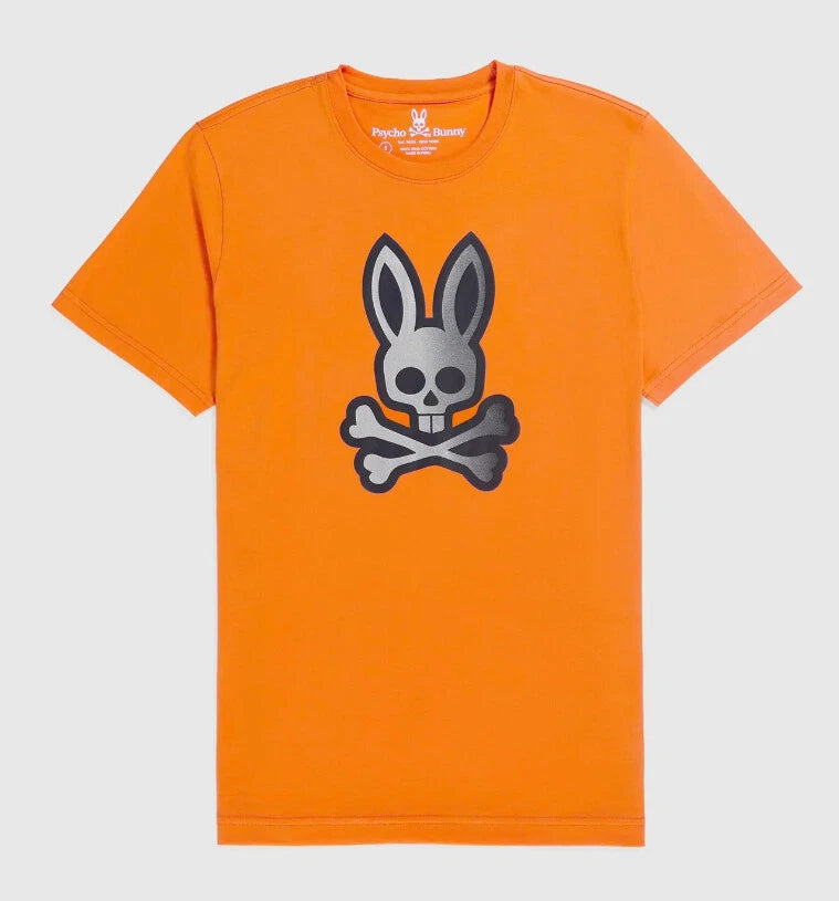 Psycho Bunny Men's Orange Peel Copa Bunny Graphic Crew-Neck Short Sleeve T-Shirt