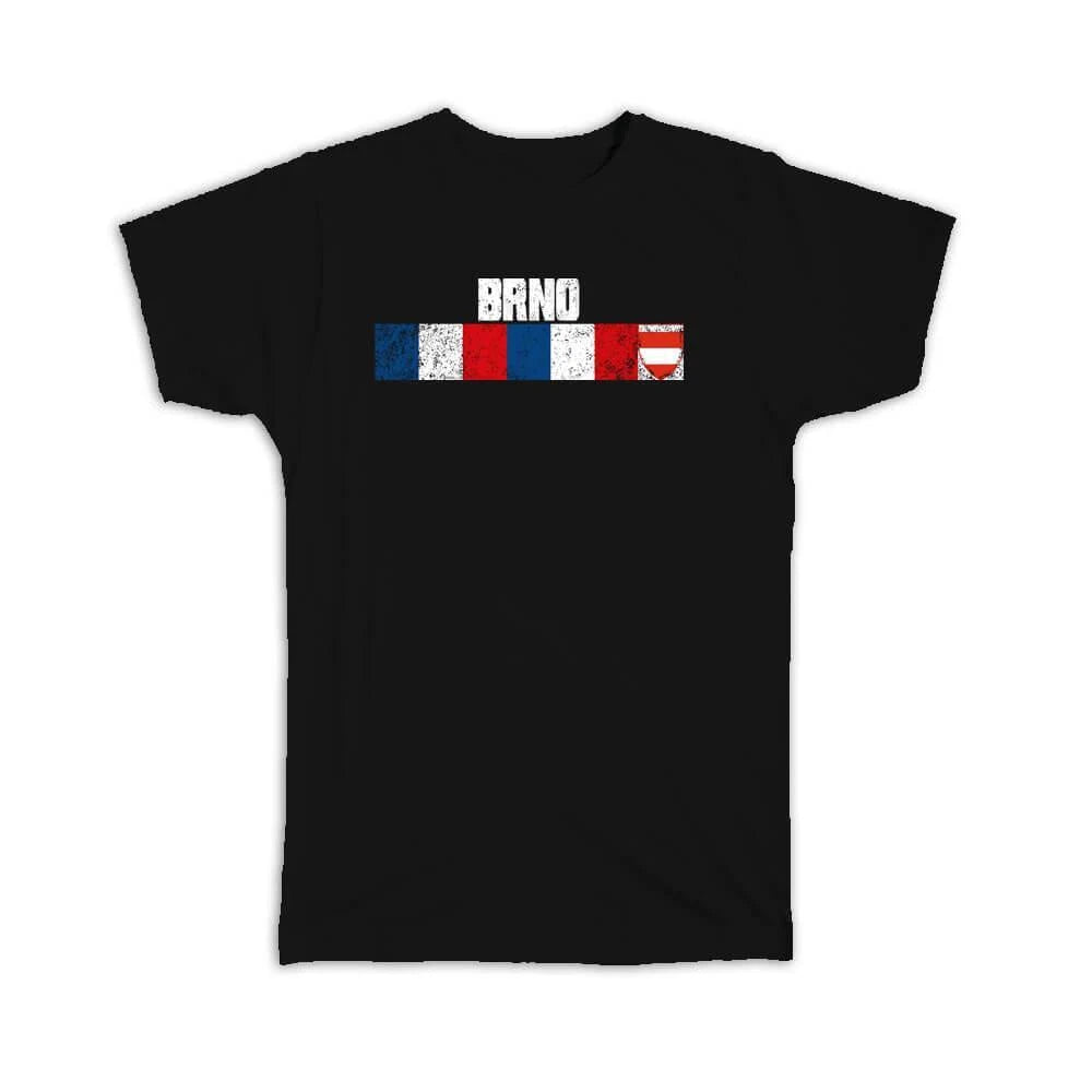 Gift T-Shirt : Brno Czech Republic Distressed Retro Expat Vintage Flag