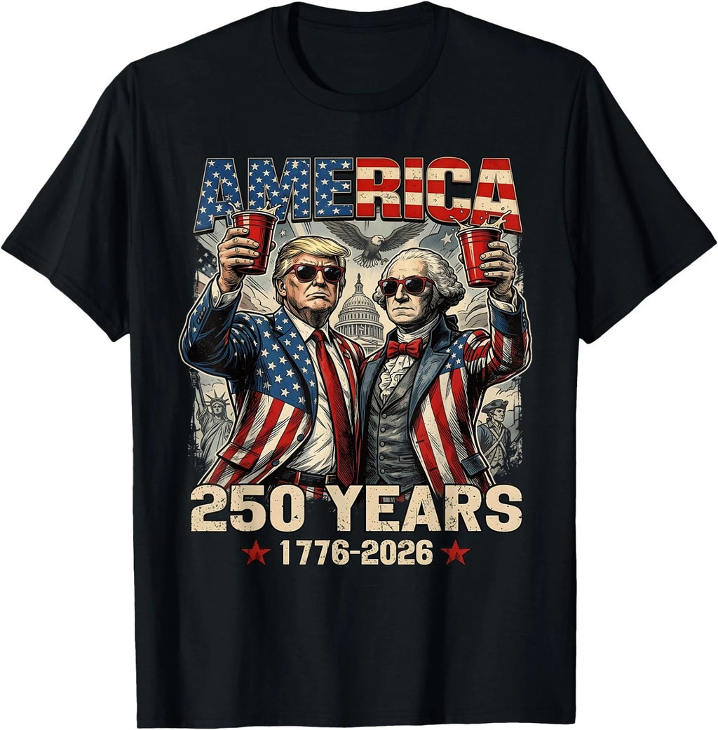 250 Years America Anniversary 250th Trump Washington Vintage T-Shirt