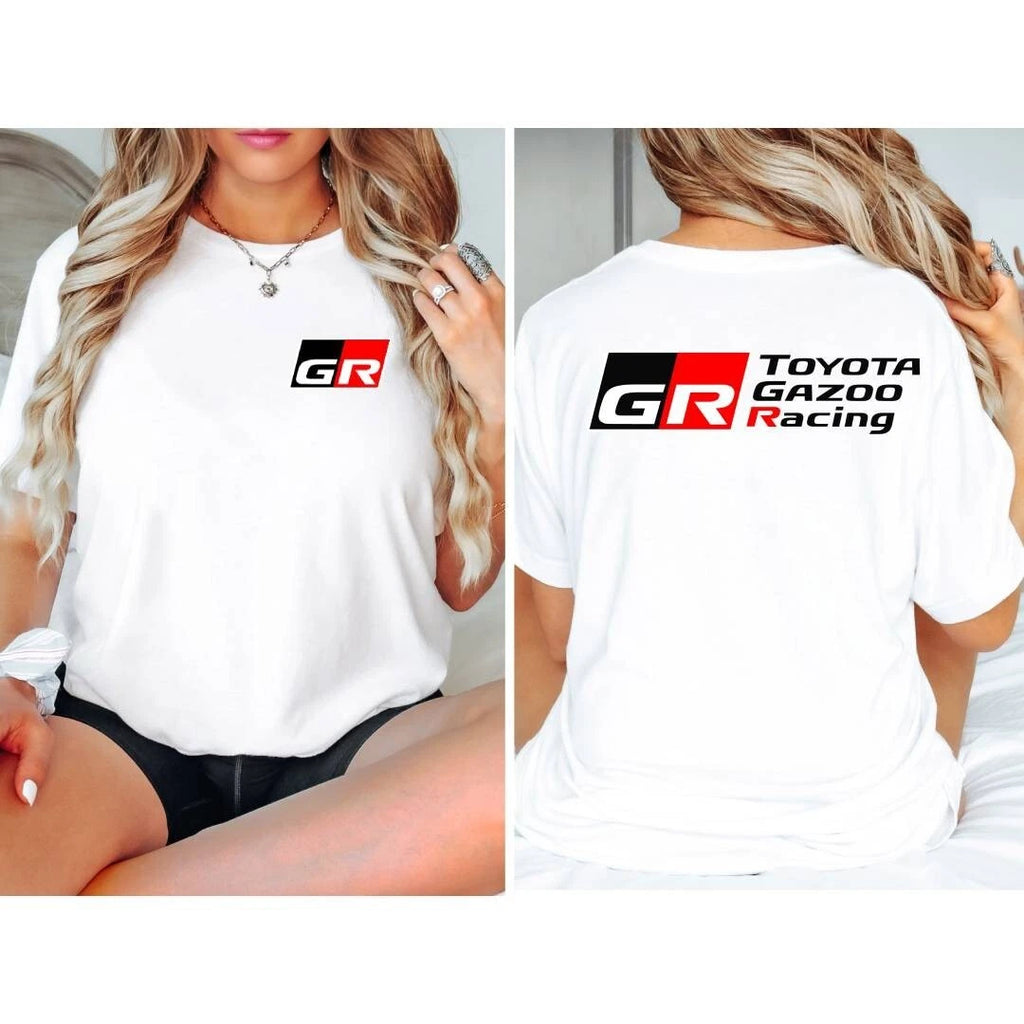 Toyota GR Gazoo Racing Logo Tshirt Front and Back Unisex White Tee T-Shirt S-5XL