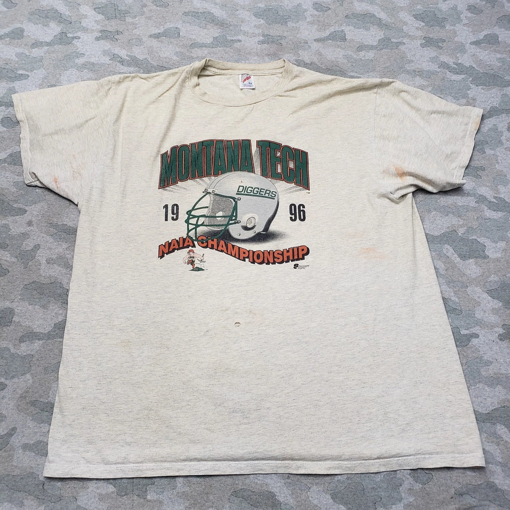 Vintage Montana Tech Jerzees Shirt Mens 2X Beige Short Sleeve