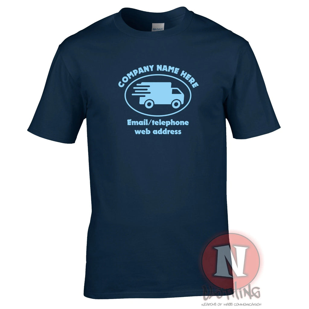 Delivery company t-shirt personalised custom removal courier parcel firm tee
