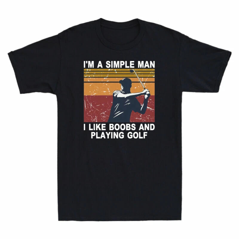 Man Boobs Playing Men's A Simple I'm Cotton And Vintage I T-Shirt Golf Like