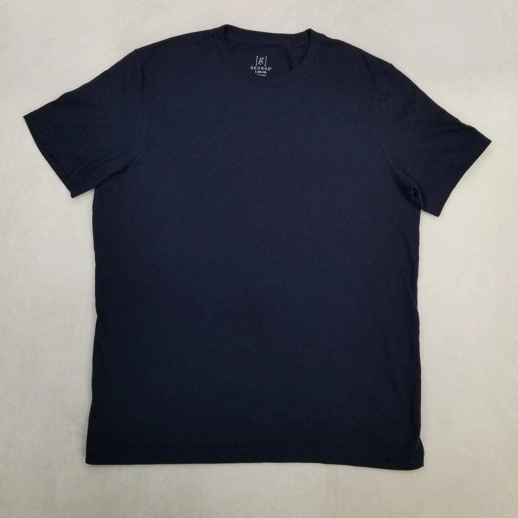G George Navy Blue Basic Shirt Men's Large Short Sleeve Crew Neck Classic Casual