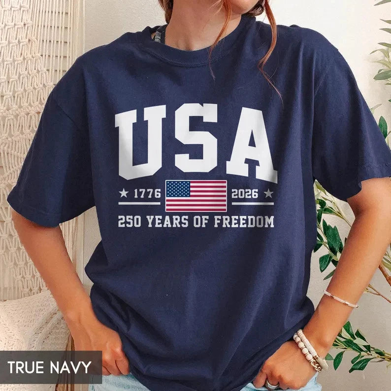 250 Years of Freedom USA Shirt 1776-2026 Patriotic Anniversary Tee