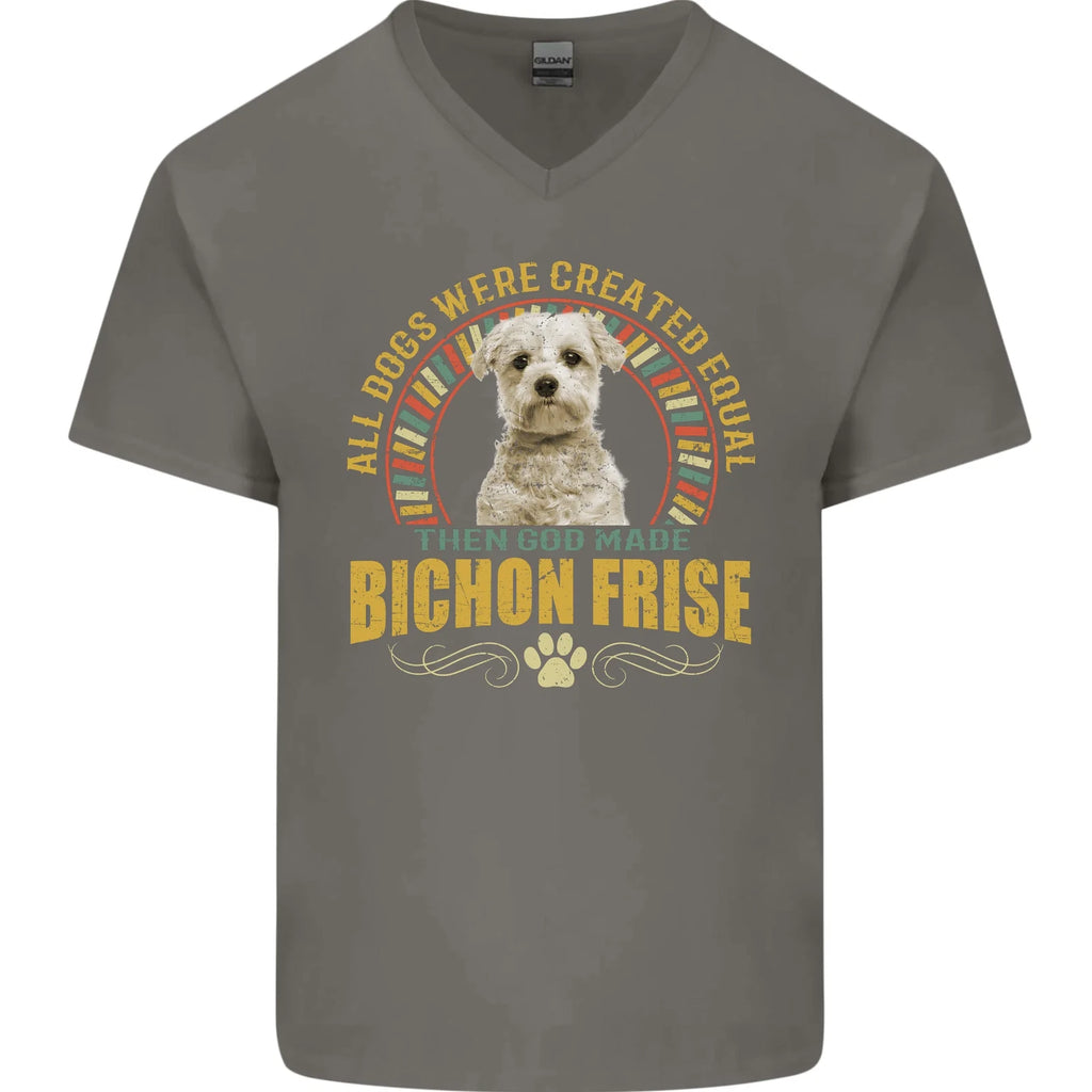 A Bichon Frise Dog Mens V-Neck Cotton T-Shirt