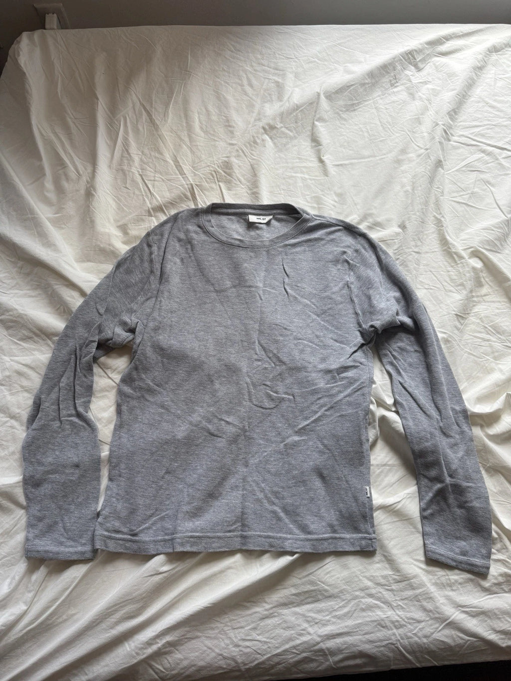 NN07 No Nationality Shirt Mens M Gray Waffle Knit Thermal